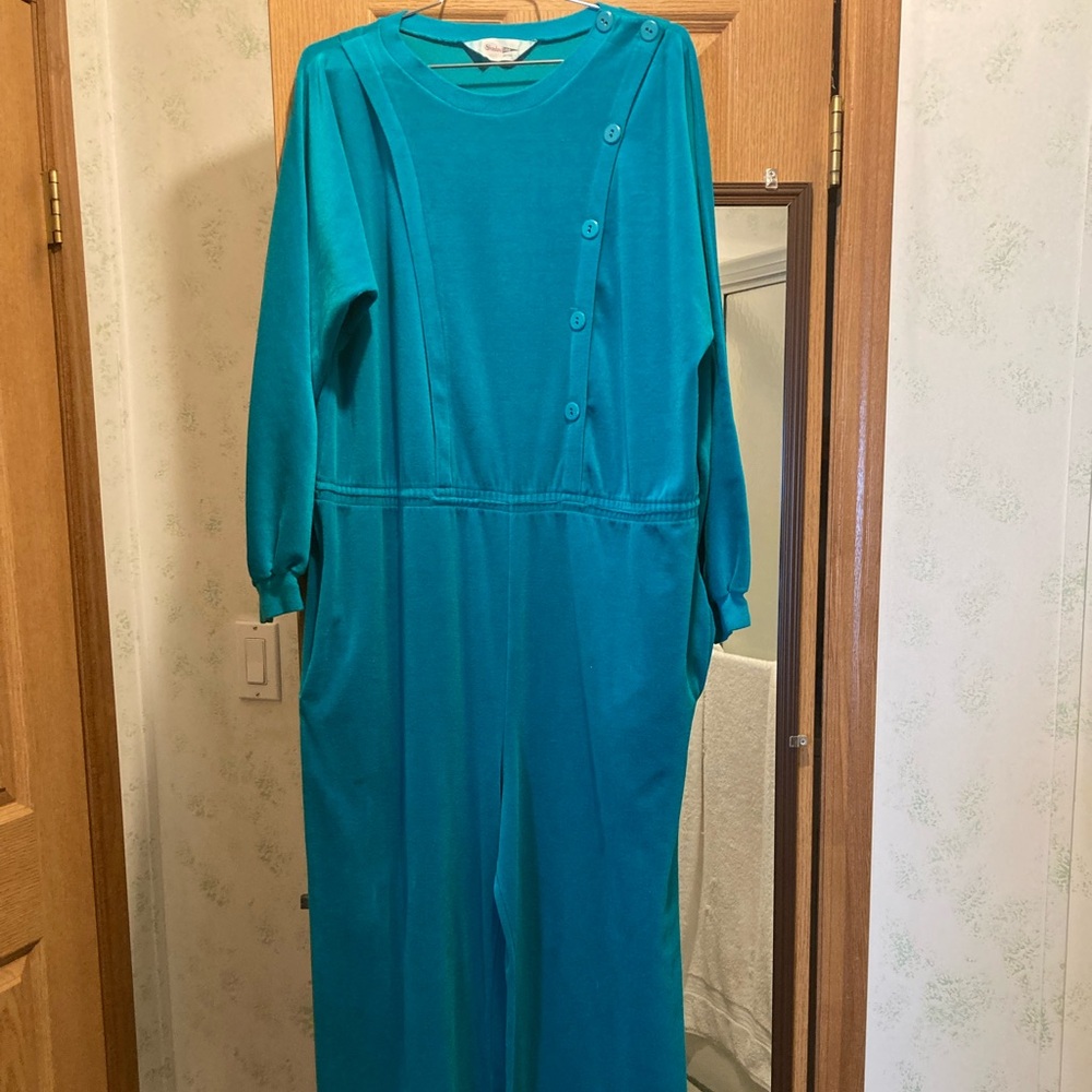 Shadow Line Velour Loungewear Jumpsuit Vintage